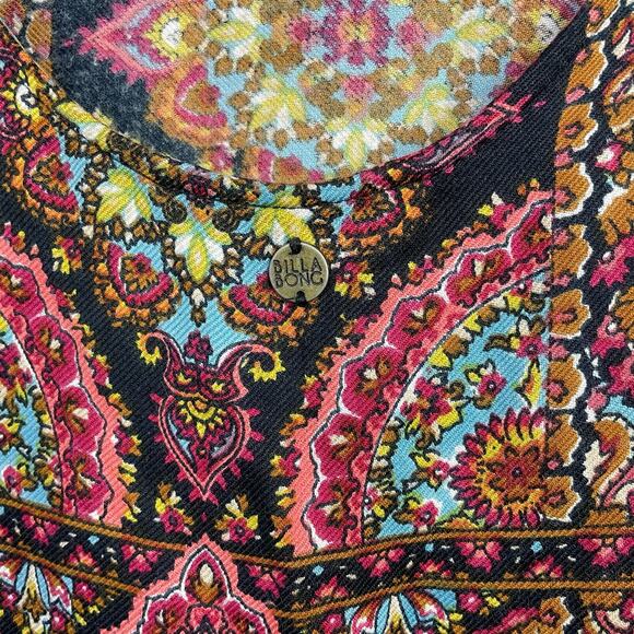 Billabong Gypsy Sol Multi Print Moroccan Paisley Festival Mini Dress womens M - Picture 8 of 17
